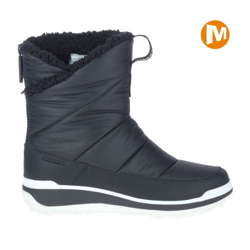 Merrell Snowcreek Sport Mid Zip Polar Waterproof Winterstiefel Damen Schwarz [DE-XFDAG]